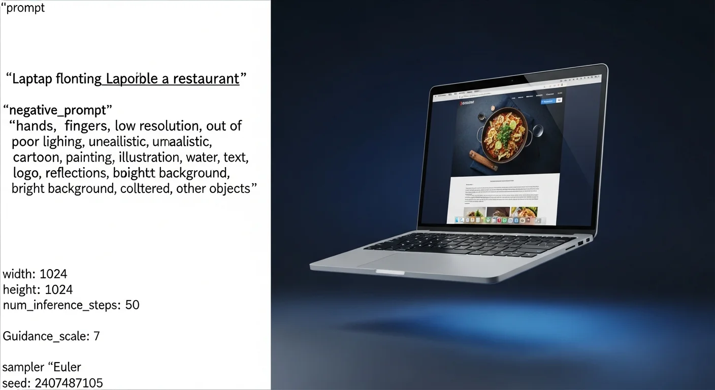 Restaurant-Website auf Laptop